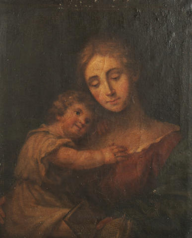 Continental School, 19th Century Madonna and child.