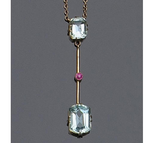 Four Edwardian gem set pendant necklaces (4)