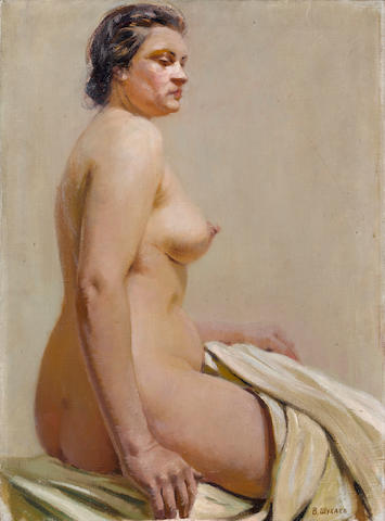 Circle of Vasilii Ivanovich Shukhaev, 1887-1973 Seated nude 82 x 60 cm. (32 &#188; x 23 &#189; in.) unframed