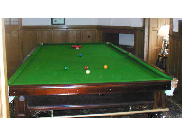 A full size mahogany snooker table Burroughes & Watts
