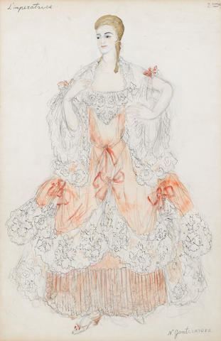 Natalia Sergeievna Goncharova, 1881-1962 L'imperatrice, a costume design 45.5 x 29.7 cm. (18 x 11 &#190; in.)