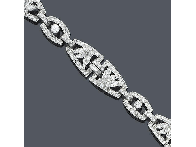 An early 20th century diamond panel bracelet,