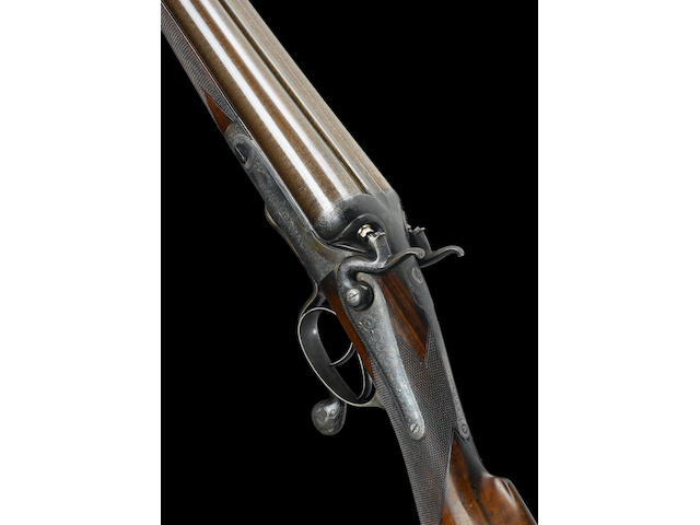 A fine 4-bore (4in) hammer wild-fowling gun by R.B. Rodda, no. 34530 In its brass-mounted oak and leather case (handle broken)