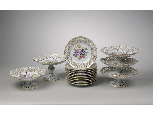A Dresden porcelain dessert service c.1900,