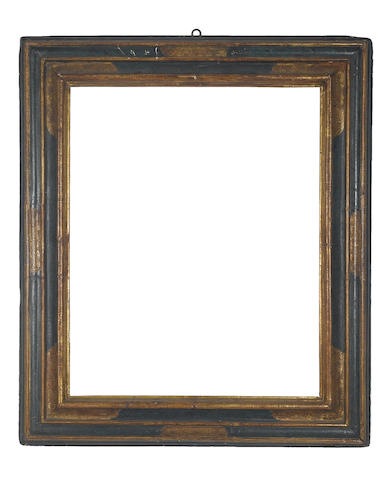 A Spanish 17th Century parcel-gilt and polychromed moulding frame
