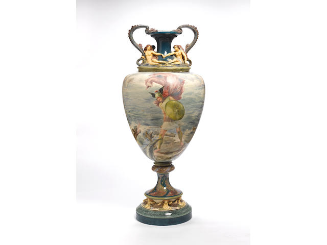Perseus and Andromeda An Impressive and Substantial Doulton Faience Exhibition Vase by John Eyre