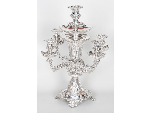 An early 19th century Old Sheffield plate candelabrum/centre-piece