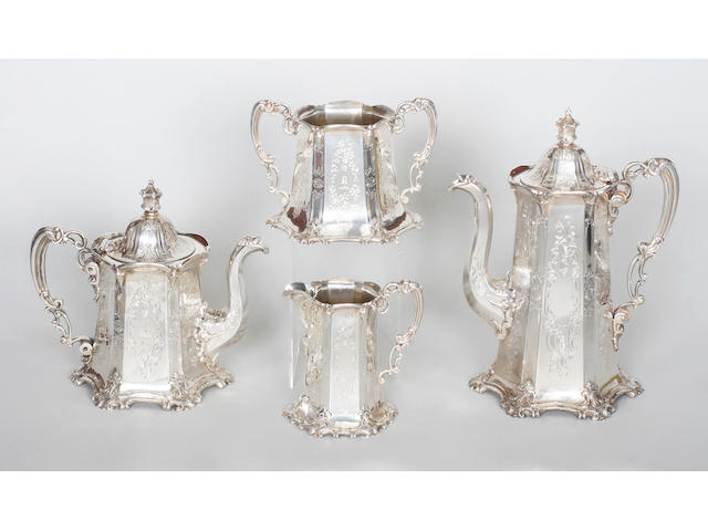 A Victorian four piece tea set By George Angell, 1850,