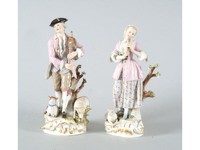 A pair of Meissen figures of a Shepherd and Shepherdess