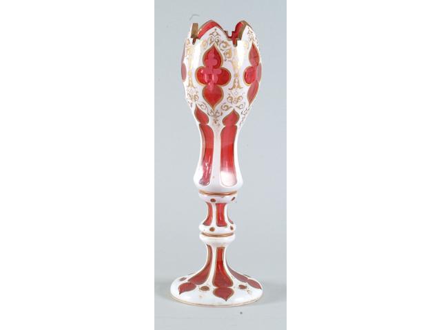 A Bohemian glass overlay vase