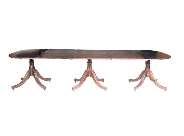 A Regency style mahogany dining table,