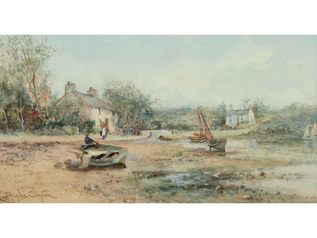 James Hughes Clayton Cottages by the coast, thought to be Abersoch,
