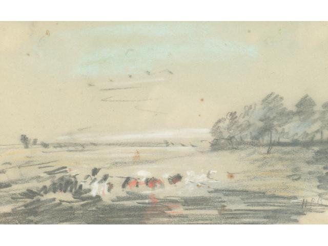 Hercules Brabazon Brabazon (British, 1821-1906) Landscape with cattle,