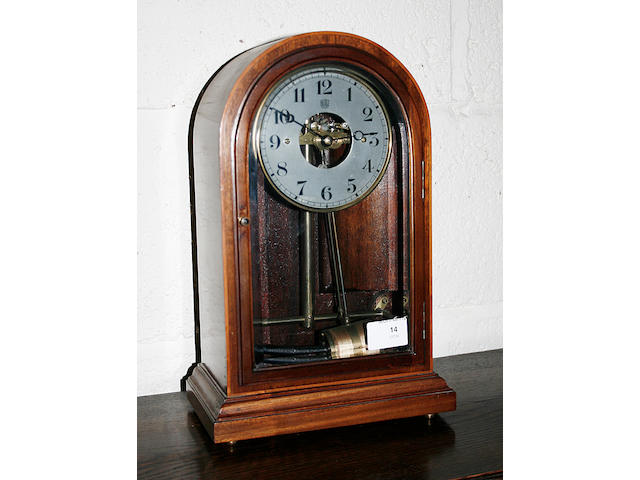 A 20th Century mahogany cased battery/coil mantel clock by Bulle