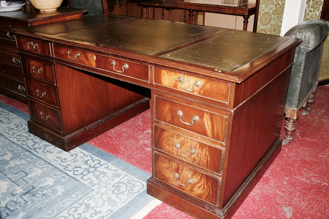 A George III style mahogany partners desk