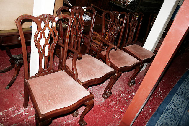 A set of six 20th Century mahogany Chippendale style dining chairs