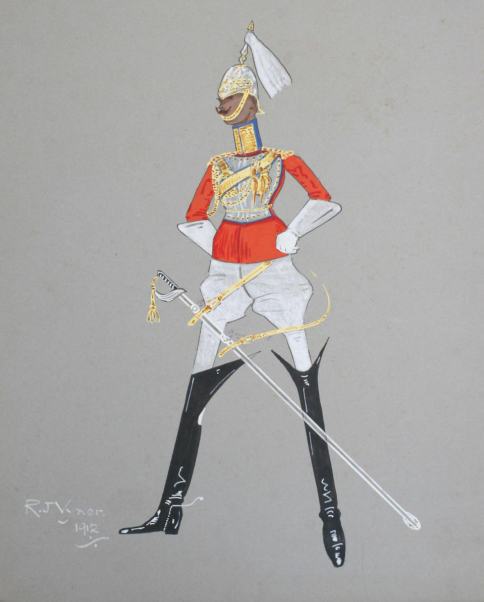 R** J** Vyner (Early 20th Century) British Collection of studies of Officers, including an Army Service Corp Officer, Corp of Royal Engineers, 3rd Prince of Wales' Own Dragoon Guards, The Lifeguards, and eight other similar,