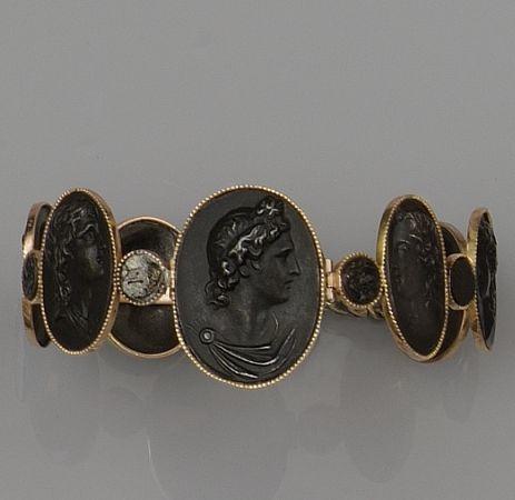 A 19th century iron-work cameo bracelet