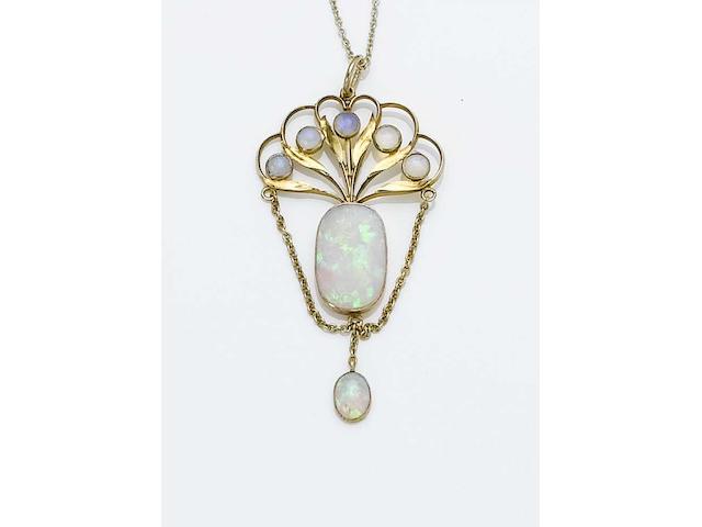 A Guild of Handicraft gold and opal pendant Unmarked,