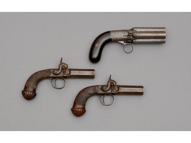 A Pair of Percussion Boxlock Side-Hammer Pocket Pistols.