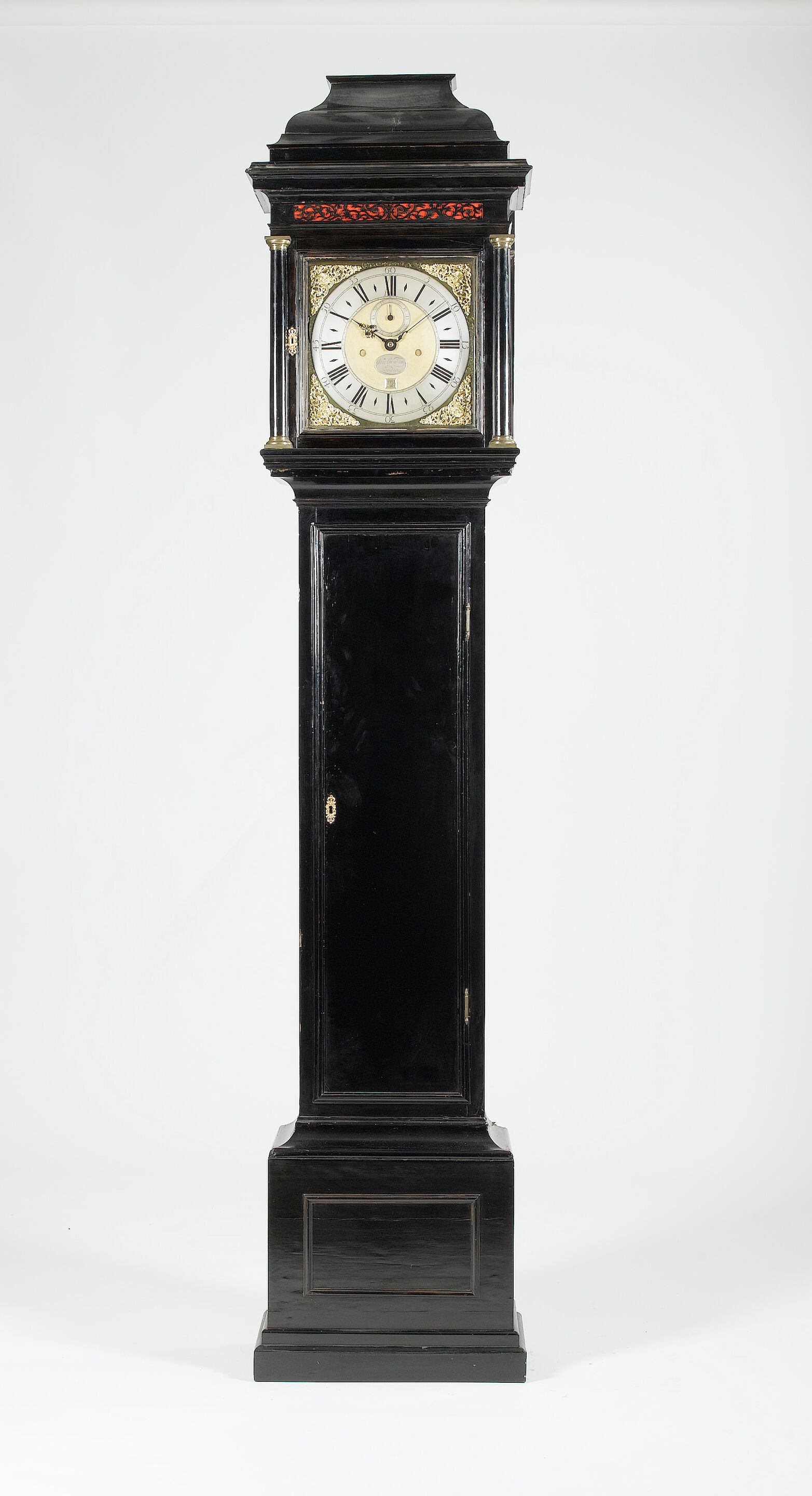 An early 18th century ebonised longcase clock of one month durat