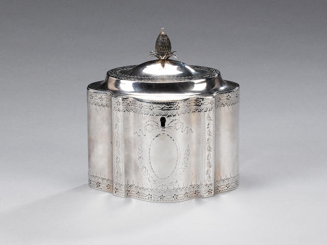 A George II silver tea caddy, by Henry Chawner, London 1786,