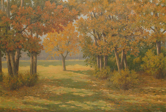 Louis (Livius) Borotha von Trstvenica (Hungarian, 1869-1961) A woodland clearance.