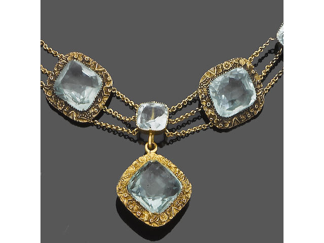 A 19th century aquamarine necklace
