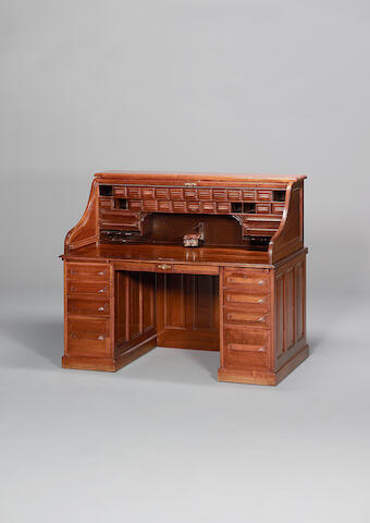 Bonhams A Late 19th Century Walnut Roll Top Desk By Cutler Of