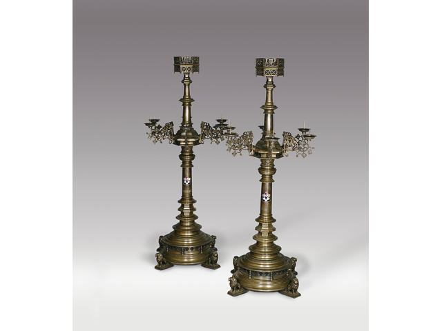 The pair of monumental and magnificent brass candle standards from King&#146;s College Chapel, Cambridge