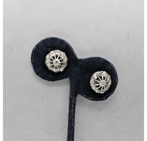 A pair of diamond cluster earstuds, (2)