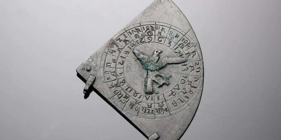 A highly important brass astrolabe quadrant or  quadrans novus, English, 14th century,
