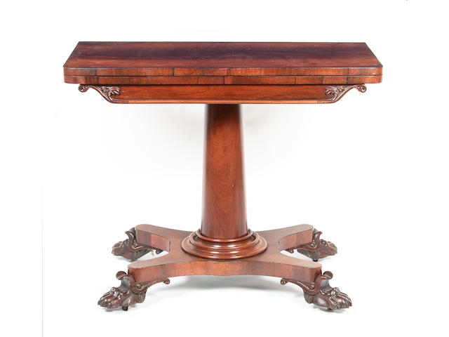 A 19th Century rosewood fold over card table