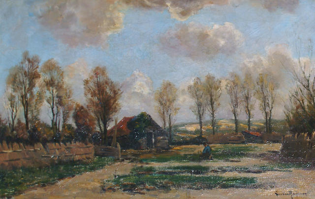 Johannes van Rhijnnen (Dutch, 1859-1927) Tending to the garden