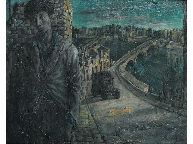 John Minton (1917-1957) Figure in Ruins 41 x 51 cm. (16 1/4 x 20 in.)