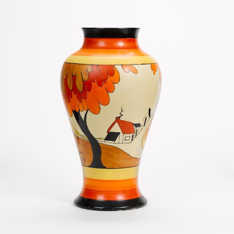 Clarice Cliff 'House and Bridge' a Large Meiping Vase, circa 1930