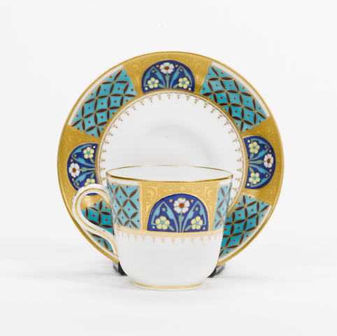 Christopher Dresser, attributed,  for Minton A Cup and Saucer, circa 1875