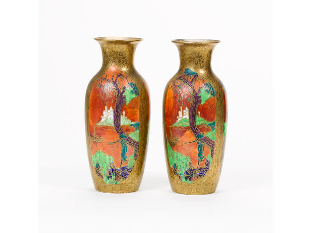 Daisy Makeig-Jones for Wedgwood A Pair of Fairyland Lustre Vases, circa 1920