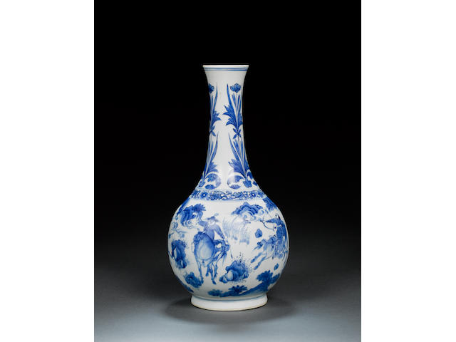 A Transitional blue and white bottle vase Circa 1640