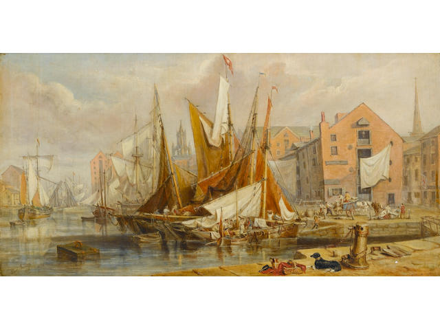 Henry Melling (British, 1808-1879) The Liverpool waterfront 50.8 x 97.8cm. (20 x 38 1/2in.)