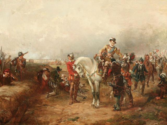 Robert Alexander Hillingford (1825-1904)  "Sir Philip Sidney on the field of Battle",