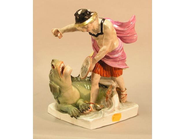 A Dresden porcelain group 'Perseus and the Dragon'