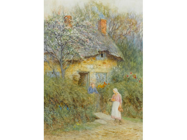 Helen Allingham, RWS (British, 1848-1926) A cottage near Farringford, Isle of Wight 36 x 25.5cm (14&#188; x 10in)