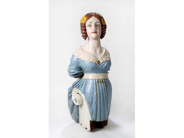 A mid 19th century carved ships figurehead,