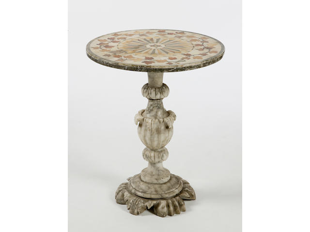 A mid 19th century carerra marble and specimen marble centre table