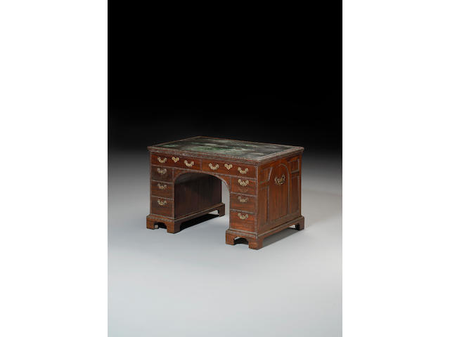 Am important George II carved mahogany pedestal Partner's Library Deskpossibly by Benjamin Ludgater