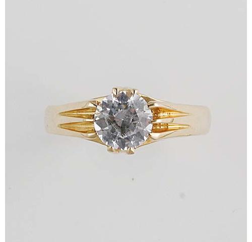 A gentleman's white sapphire set dress ring, (3)