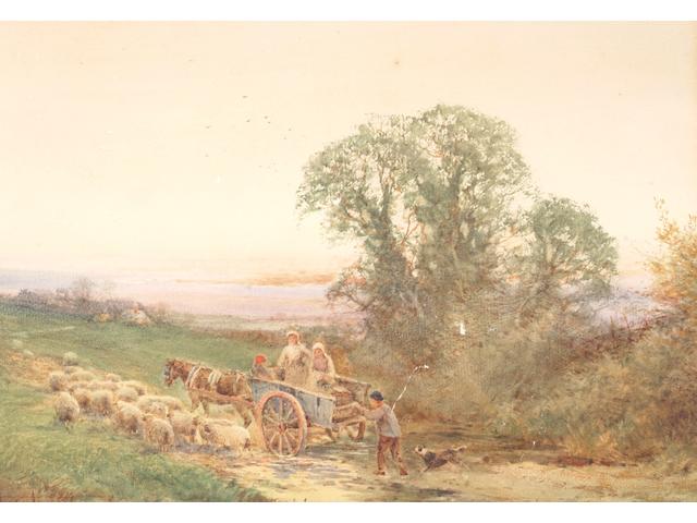 Theresa Sylvester Stannard,  A shepherd with his horse and cart, 24 x 35cm.