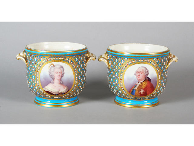 A pair S&#232;vres style cache pots Mid 19th Century