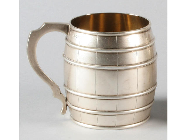 A Victorian barrel shaped mug By Messrs. Lias, 1871,
